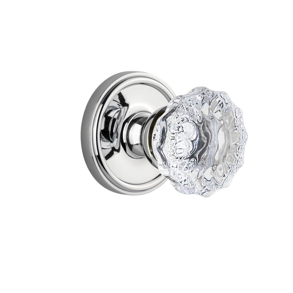 Grandeur by Nostalgic Warehouse GEOFON Privacy Knob - Georgetown Rosette with Fontainebleau Crystal Knob in Bright Chrome